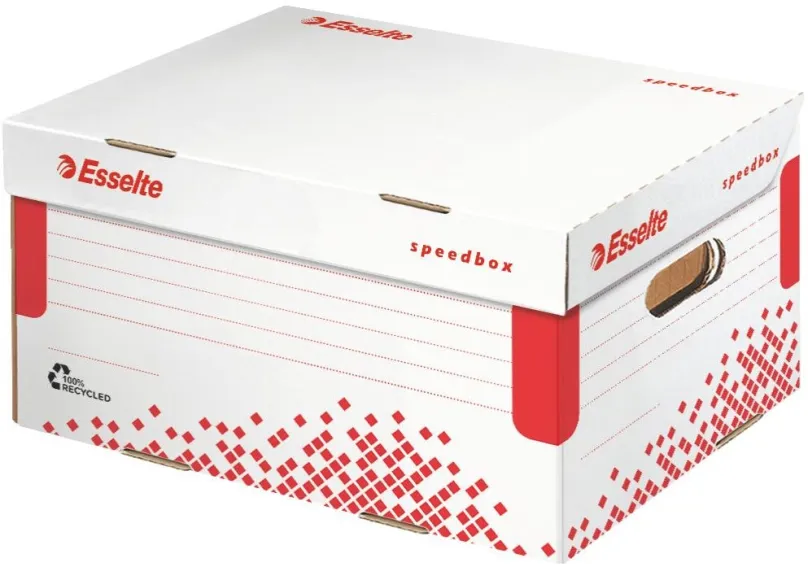 Archivačná krabica ESSELTE Speedbox, 35.5 x 19.3 x 25.2 cm, bielo-červená