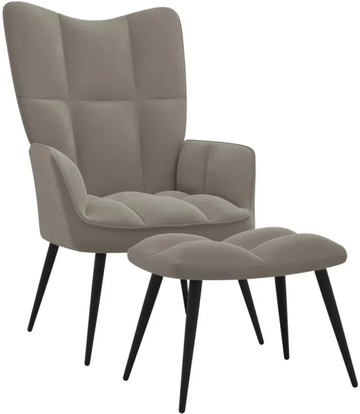 Kreslo Relaxačné kreslo so stoličkou svetlo šedej zamat , 328084