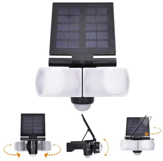 Nástenná lampa Solight LED solárne osvetlenie so senzorom, 8W, 600lm, Li-on, čierna