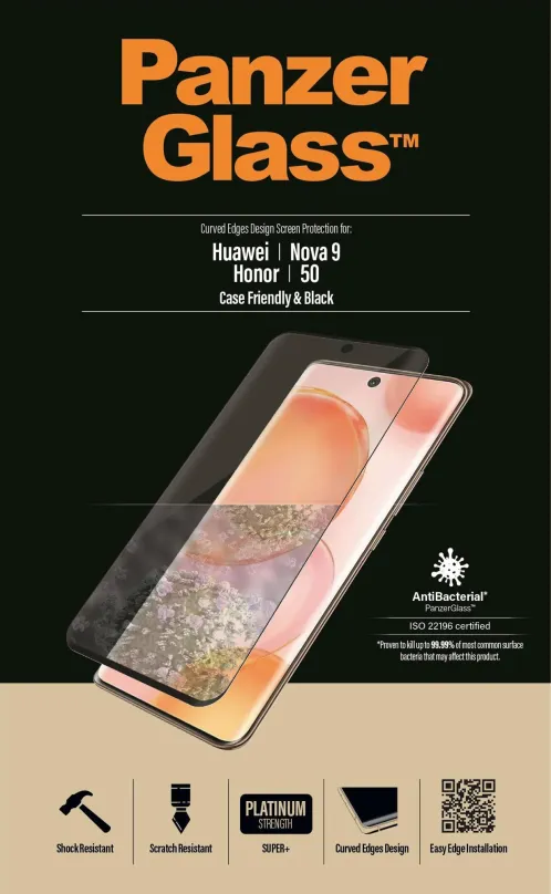 Ochranné sklo PanzerGlass Premium Huawei Nova 9/ Honor 50, pre Huawei nova 9, zaoblenie 3D
