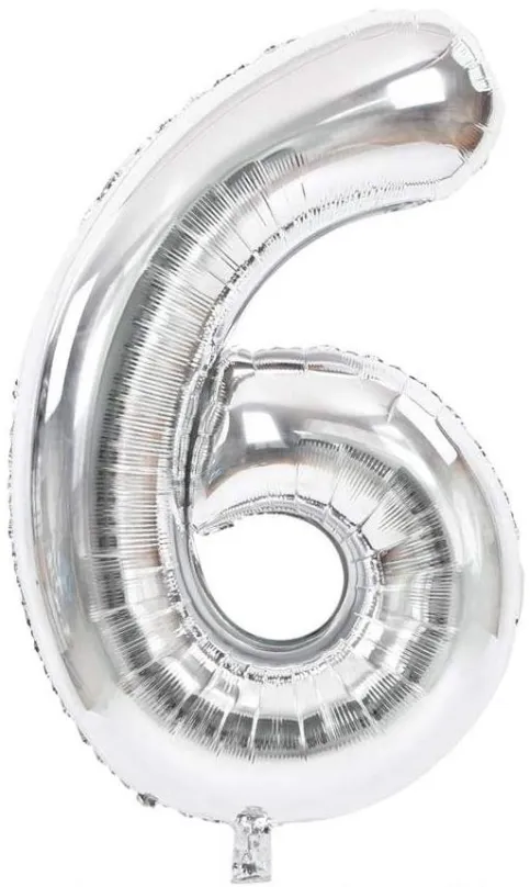 Balóniky Atomia fóliový balón narodeninové číslo 6, strieborný 46 cm
