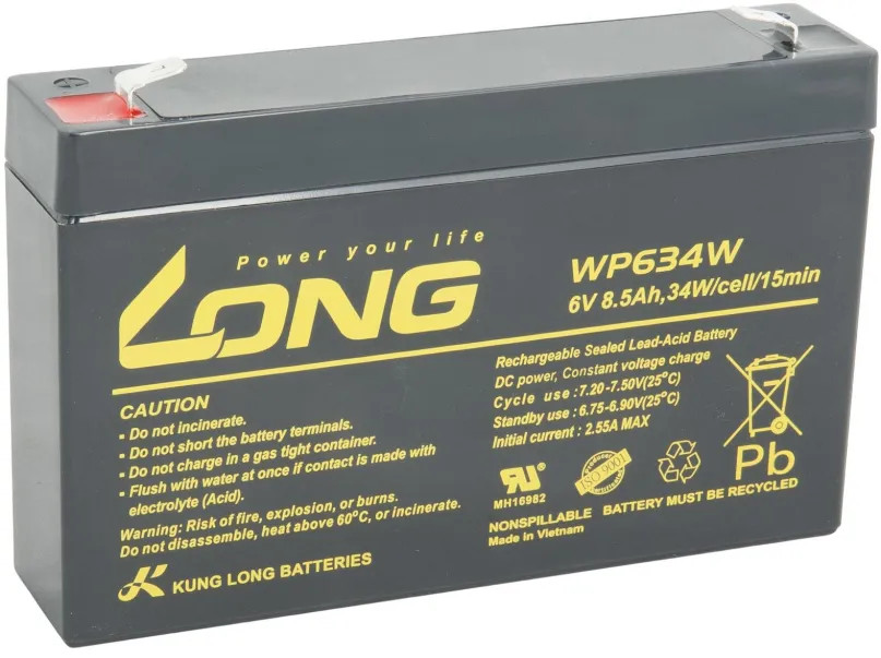 Batéria pre záložné zdroje LONG batéria 6V 8,5Ah F2 HighRate (WP634W)