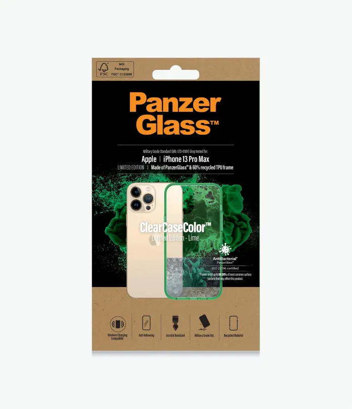 Kryt na mobil PanzerGlass ClearCaseColor Apple iPhone 13 Pre Max (zelený - Lime), pre Appl