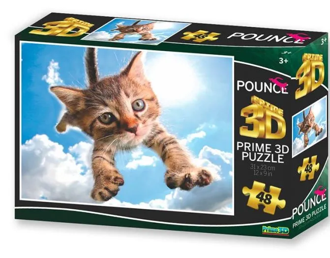 PRIME 3D Puzzle Skákajúca mačka: Sparkles 3D 48 dielikov