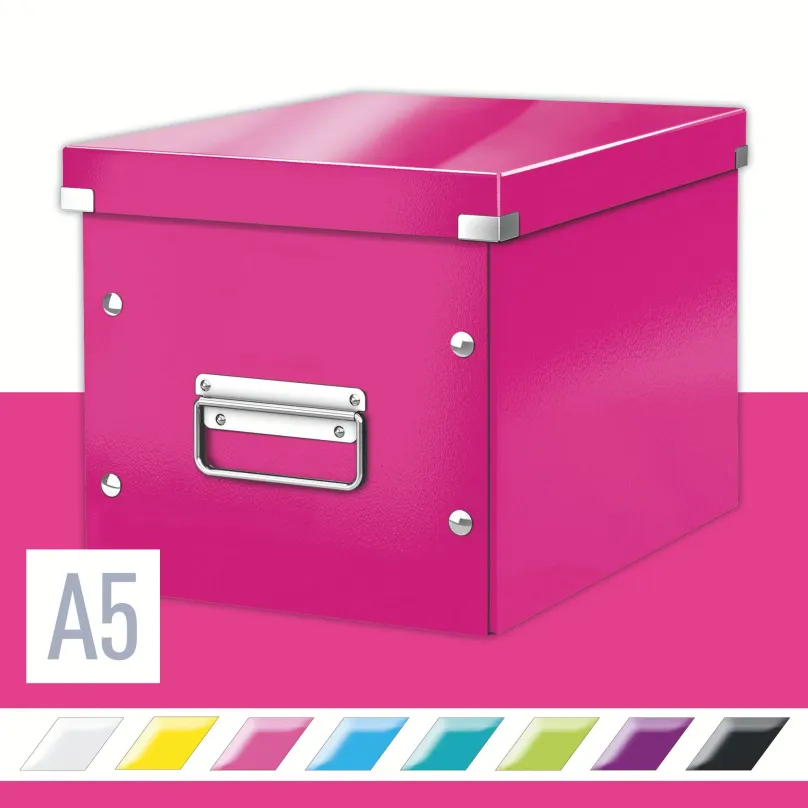 Archivačná krabica LEITZ WOW Click & Store A5 26 x 24 x 26 cm, ružová