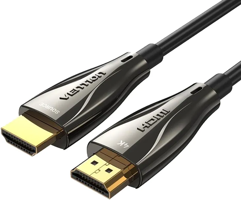 Video kábel Vention Optical HDMI 2.0 Cable, prepojovací, Black Zinc Alloy Type