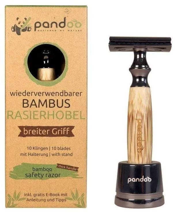 Holiaci strojček PANDOO Bambusový holiaci strojček široká rukoväť + žiletky 10 ks