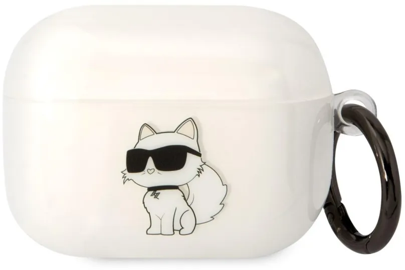 Puzdro na slúchadlá Karl Lagerfeld 3D Logo NFT Choupette TPU Puzdro pre Airpods Pro White