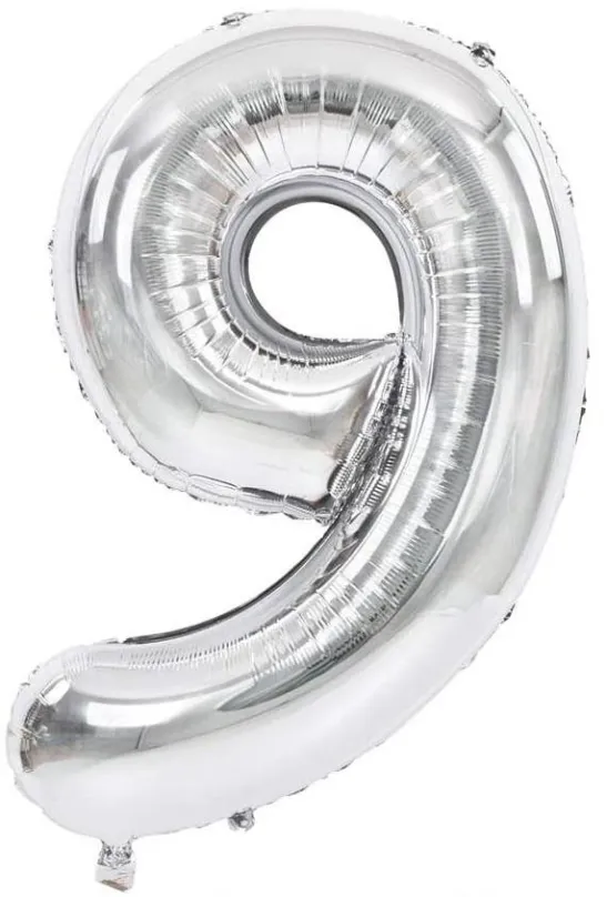 Balóniky Atomia fóliový balón narodeninové číslo 9, strieborný 46 cm