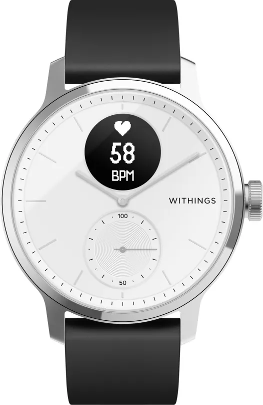 Chytré hodinky Withings Scanwatch 42mm - White, s EKG, meraním tepovej frekvencie, oxymetr