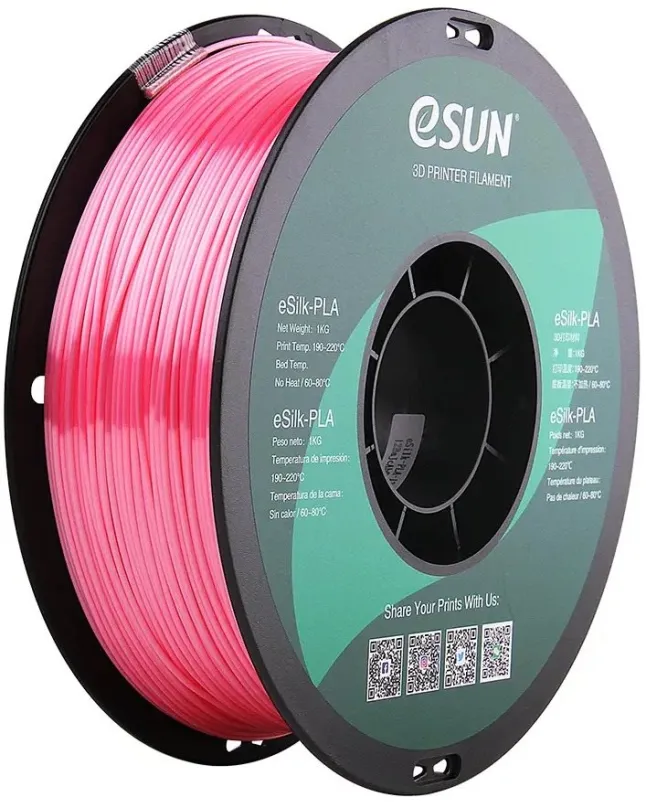 Filament eSUN eSilk-PLA pink 1kg, materiál PLA silk, priemer 1,75 mm, hmotnosť 1 kg, vhodn