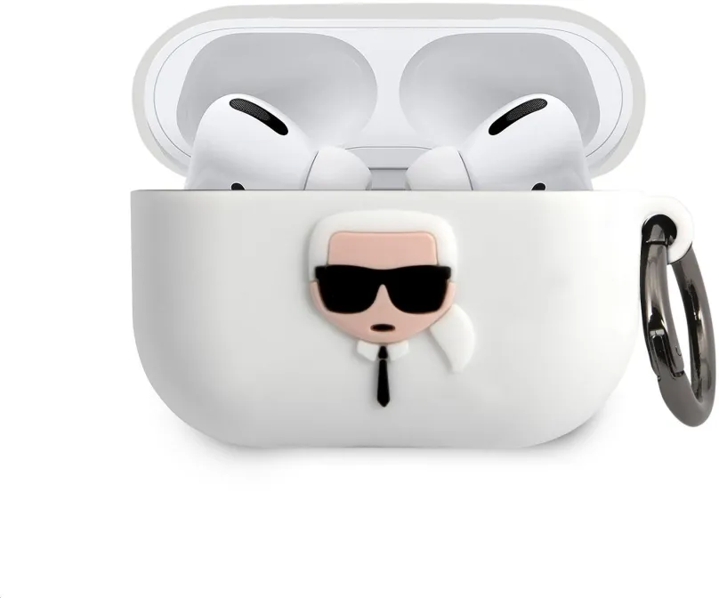 Puzdro na slúchadlá Karl Lagerfeld Karl Head Silikónové Puzdro pre Airpods Pro White