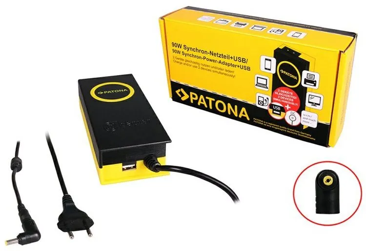 Napájací adaptér PATONA k ntb/ 19V/4,7A 90W/ konektor 4.8x1,7mm/ + výstup USB