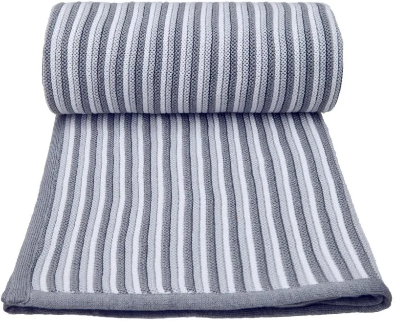 Deka T-TOMI pletená deka Spring White-Grey, 80 x 100 cm, detská, do postieľky, do kočíka,