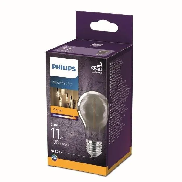 Philips 8718699759636 LED žiarovka 1x2,3W | E27 | 100lm | 1800K - plameň, dymová, EyeComfort