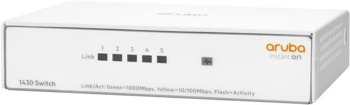 Switch HPE Aruba Instant On 1430 5G Switch, do čajky, 1x RJ-45, 5x 10/100/1000Base-T, Auto