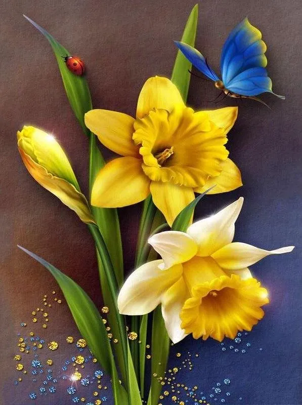Diamantové maľovanie Gaira Kvety s motýľom D9669