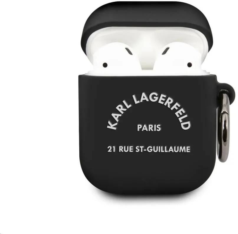 Puzdro na slúchadlá Karl Lagerfeld Rue St Guillaume Silikónové Puzdro pre Airpods 1/2 Black