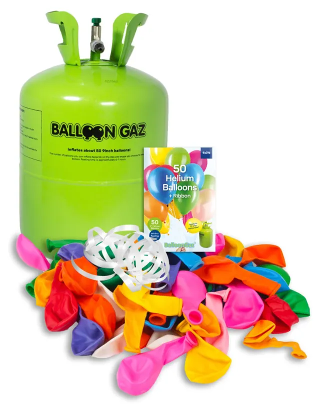 Balóniky s héliom Helium na 50 balónikov, jednorazová nádoba vrátane balónikov