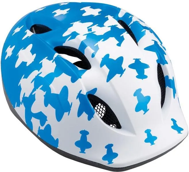Helma na bicykel MET prilba BUDDY detské lietadlá/modrá/biela matná S/M