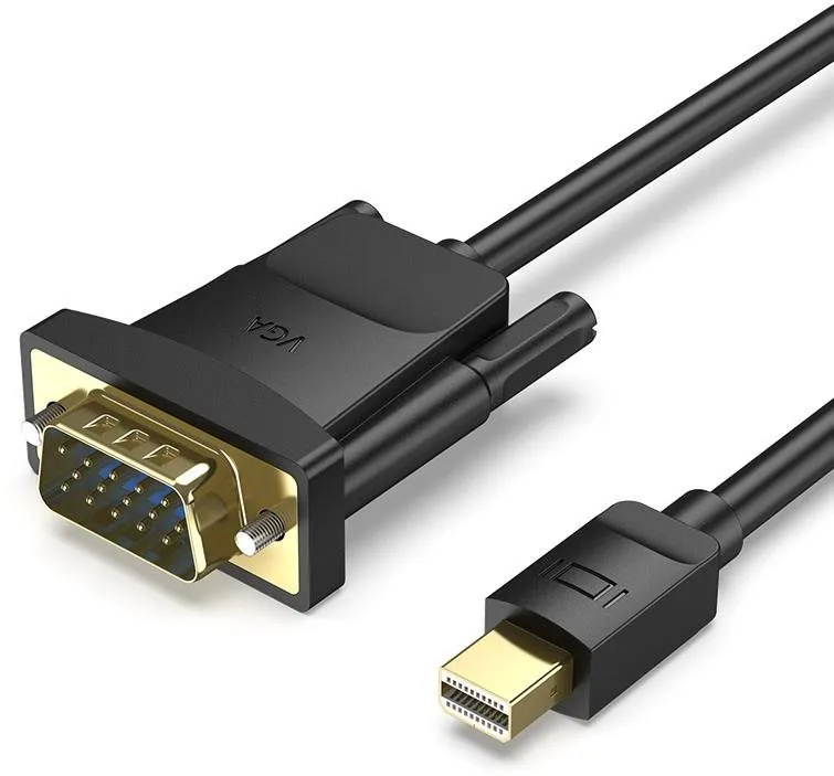 Video kábel Vention Mini DP Male to VGA Male HD Cable 1m Black