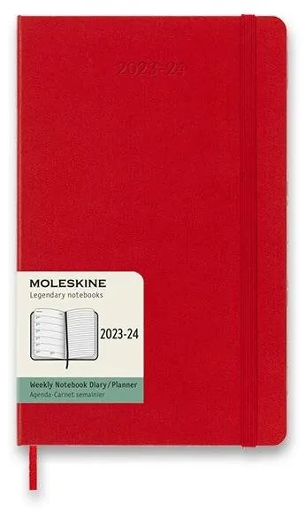 Týždenný diár Moleskine 2023-2024 L, tvrdé dosky, červený