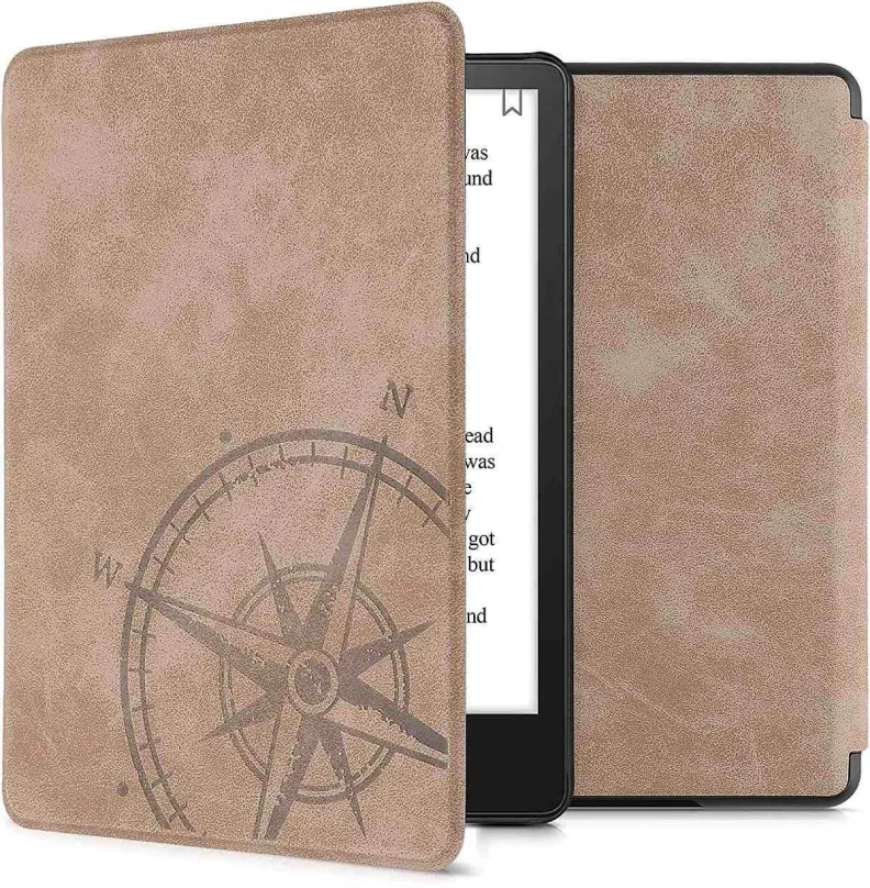Púzdro na čítačku kníh KW Mobile - Navigational Compass - KW5625801 - Púzdro pre Amazon Kindle Paperwhite 5 (2021) - hnedé