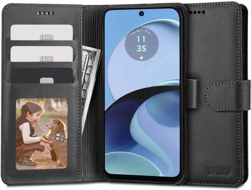 Puzdro na mobil Tech-Protect Wallet knižkové puzdro na Motorola Moto G14, čierne