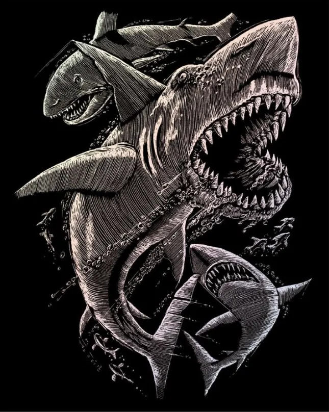 ROYAL & LANGNICKEL Holografický škrabací obrázok Žralok