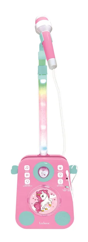 Hudobná hračka Lexibook Unicorn Karaoke s dvoma mikrofónmi a svetelnými a zvukovými efektmi