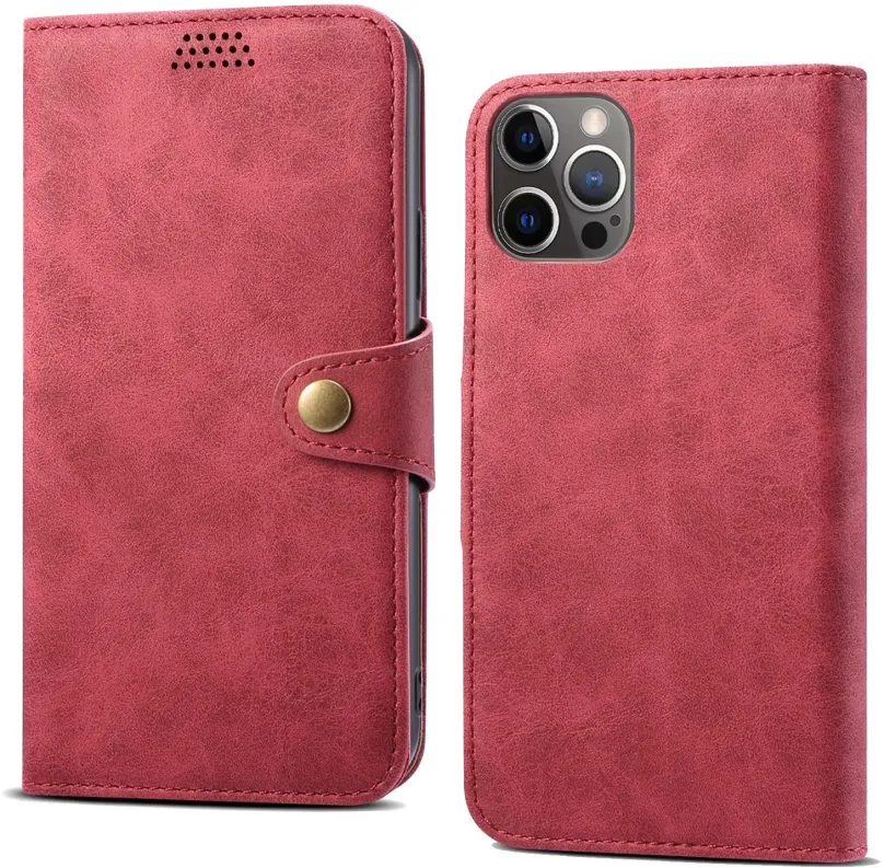 Púzdro na mobil Lenuo Leather flipové púzdro pre iPhone 14 Pro Max, červená