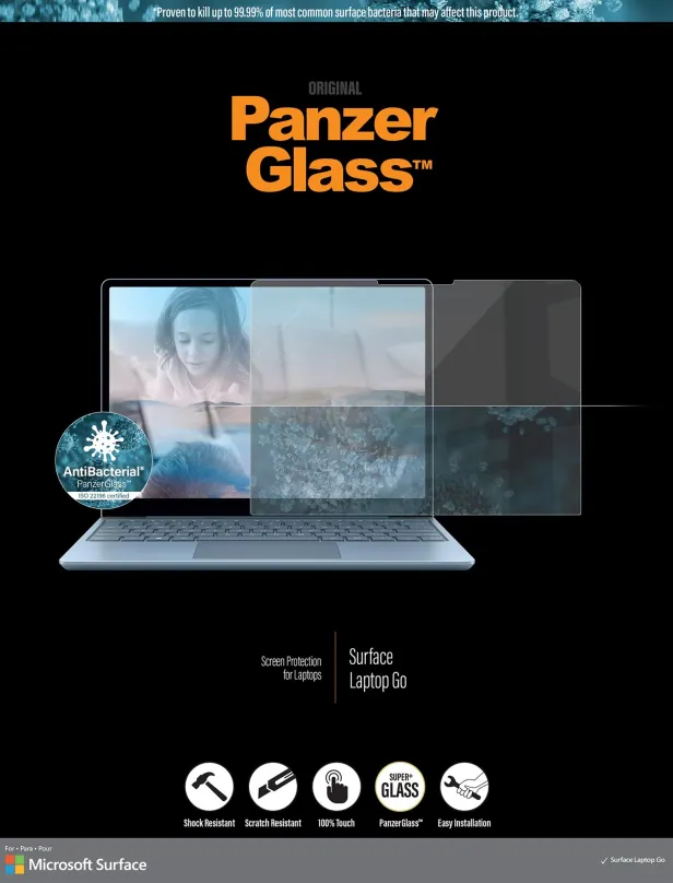 Ochranné sklo PanzerGlass Microsoft Surface Laptop Go/Go 2/Go 3, pre tablet Microsoft Surf