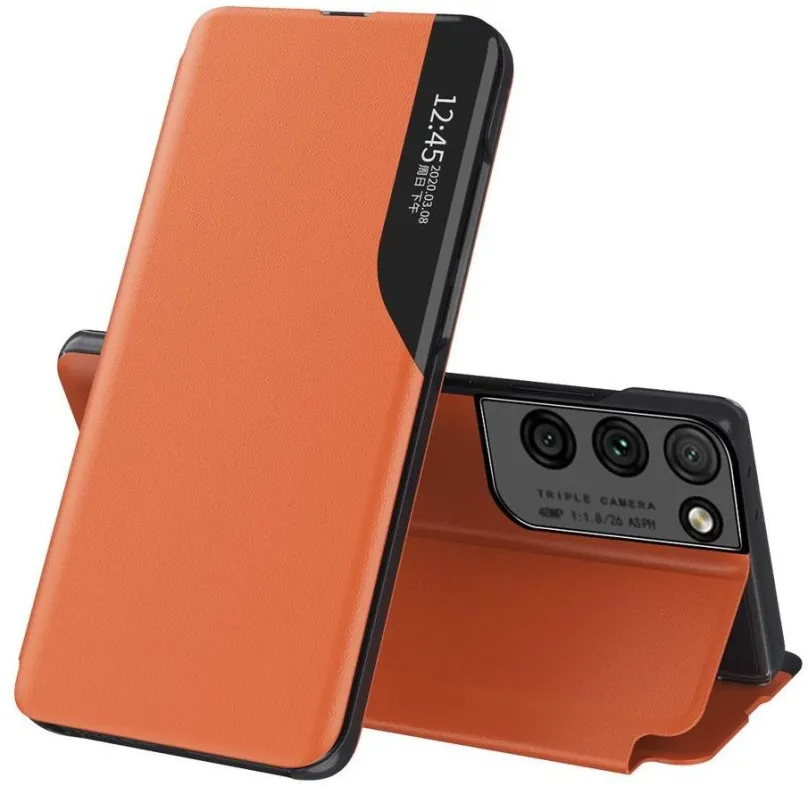 Púzdro na mobil Eco Leather View knižkové púzdro na Samsung Galaxy S21 Ultra 5G, oranžové
