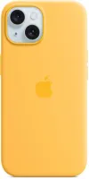 Kryt na mobil Apple iPhone 15 Silikónový kryt s MagSafe lúčovo žltý