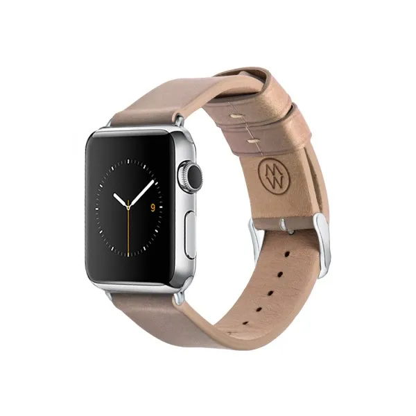 Monowear Creme Leather Band pre Apple Watch - Stainless Steel 42 mm