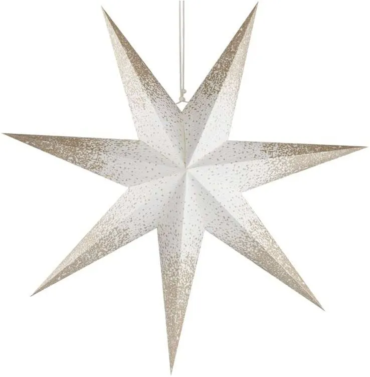 Vianočné osvetlenie EMOS LED hviezda papierová závesná so zlatými trblietkami na okrajoch, biela, 60 cm, vnútorná