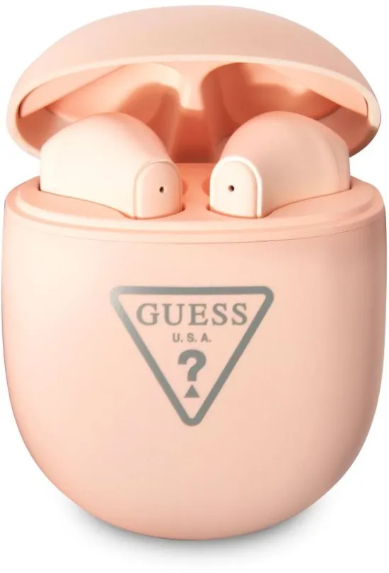 Bezdrôtové slúchadlá Guess True Wireless Triangle Logo BT5.0 4H Stereo Earphones Matt Pink