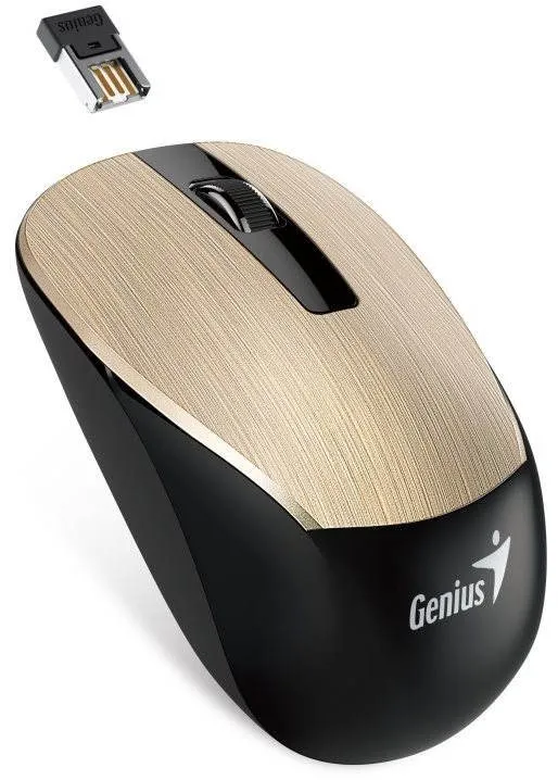 Myš Genius NX-7015 Gold, bezdrôtová, optická, 1600DPI, 3 tlačidlá, USB a bezdrôtový USB pr