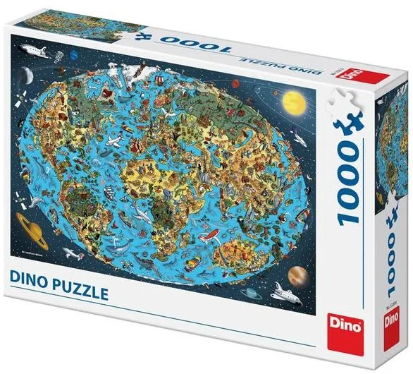 Puzzle Kreslené Mapa Sveta 1000 Puzzle Nové