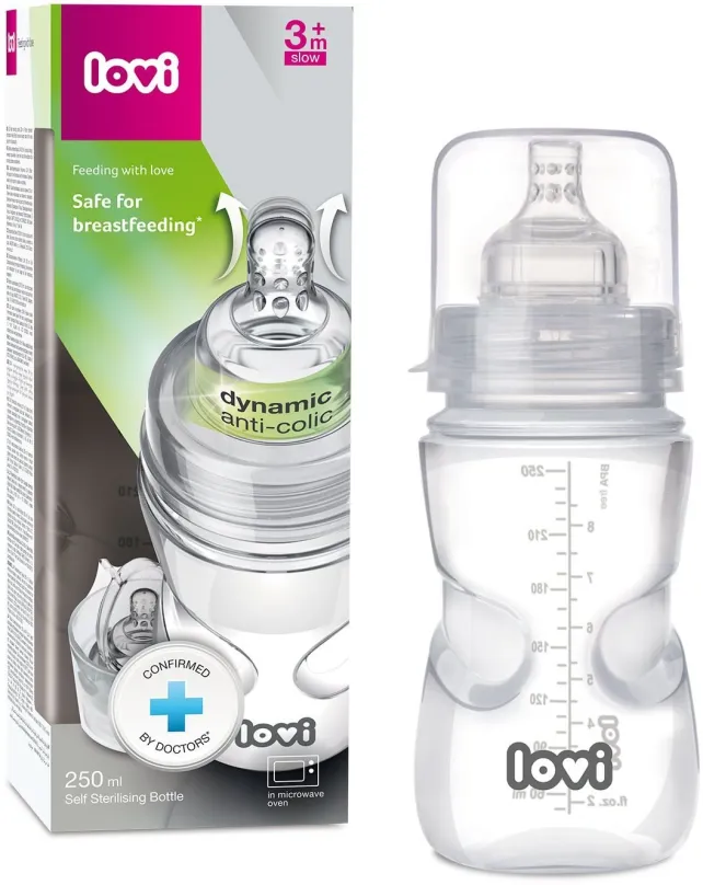 Dojčenská fľaša LOVI Samosterilizujúca fľaša 250 ml - super vent