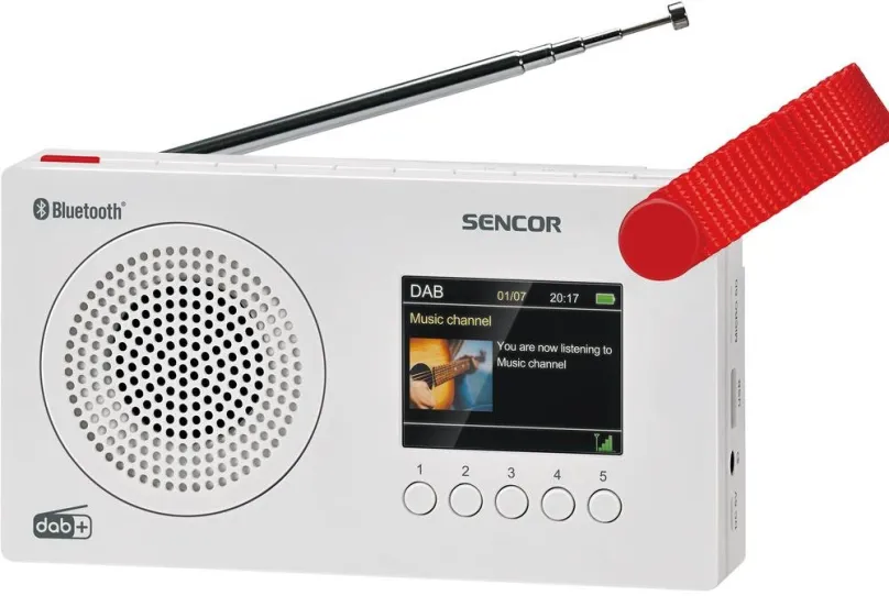 Rádio Sencor SRD 7757W, klasické, prenosné, DAB+ a FM tuner s 20 predvoľbami, výkon 1,5 W,