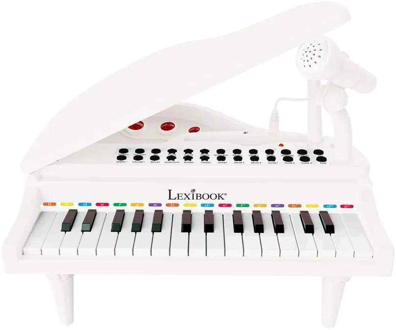Detské klávesy Lexibook Mini elektrické piano s mikrofónom a 31 svietiacimi klávesmi pre ľahké učenie