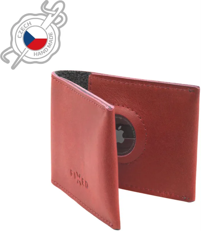 Peňaženka FIXED Wallet for AirTag z pravej hovädzej kože červená