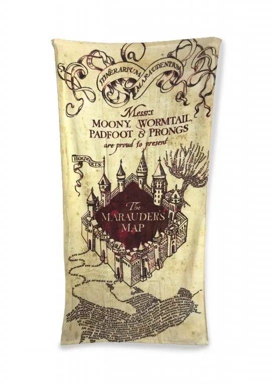 Osuška Harry Potter - Marauders Map - osuška, klasická, materiál bavlna, rozmery 75 x 150