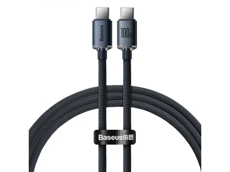Baseus Crystal Shine Series nabíjací / dátový kábel USB-C / USB-C 100W 1,2m, čierna