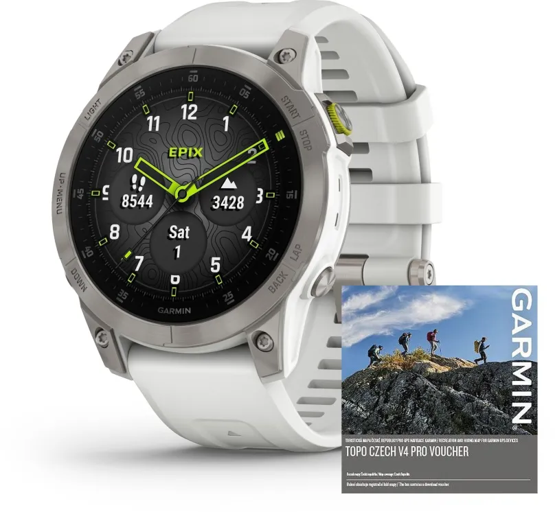 Chytré hodinky Garmin Epix Sapphire Titan/White Band