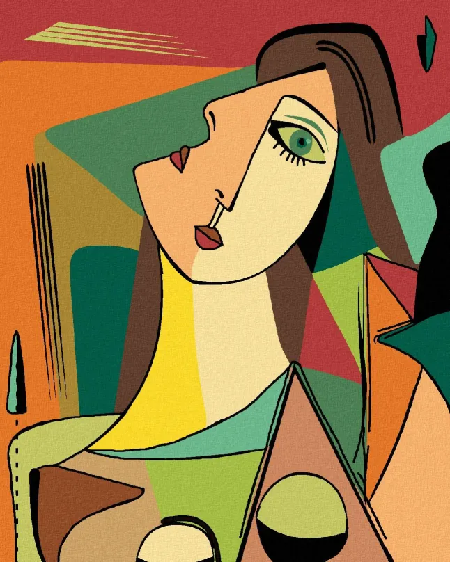Maľovanie podľa čísel Abstraktná žena v kubickom štýle, 40x50 cm, bez rámu a bez vypnutia plátna