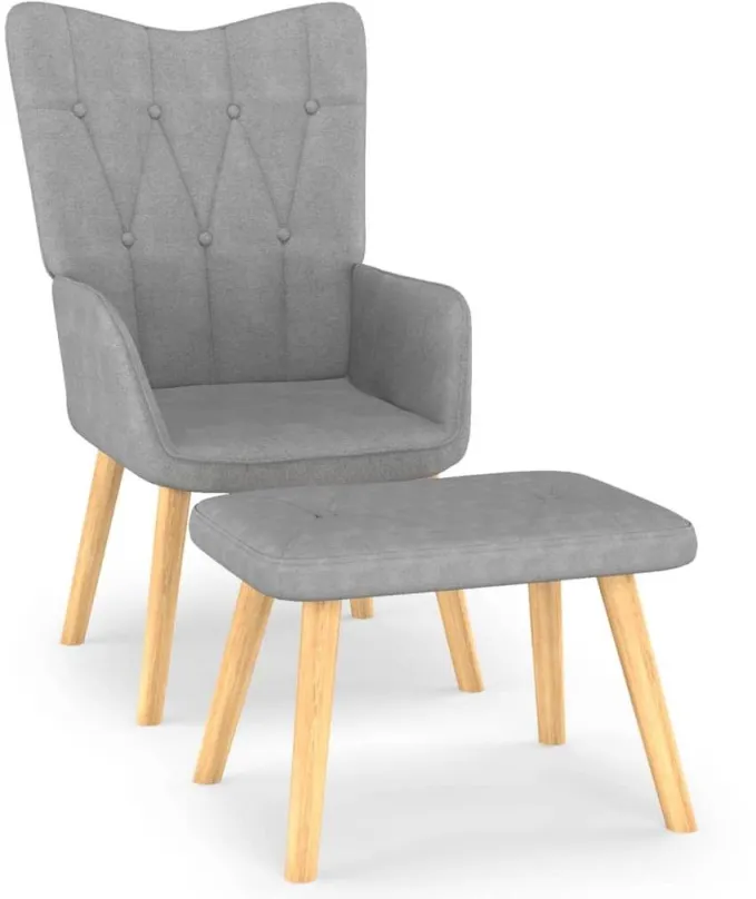 Kreslo Relaxačné stoličky so stoličkou svetlo šedá textil, 327534