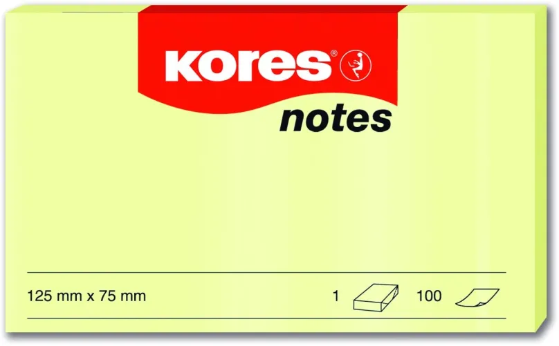 Samolepiace bloček KORES 125 x 75 mm, 100 lístkov, žltý
