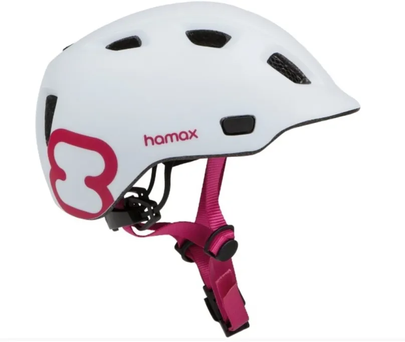 Helma na bicykel Hamax Thundercap street biela / ružové pásky 47-52 cm